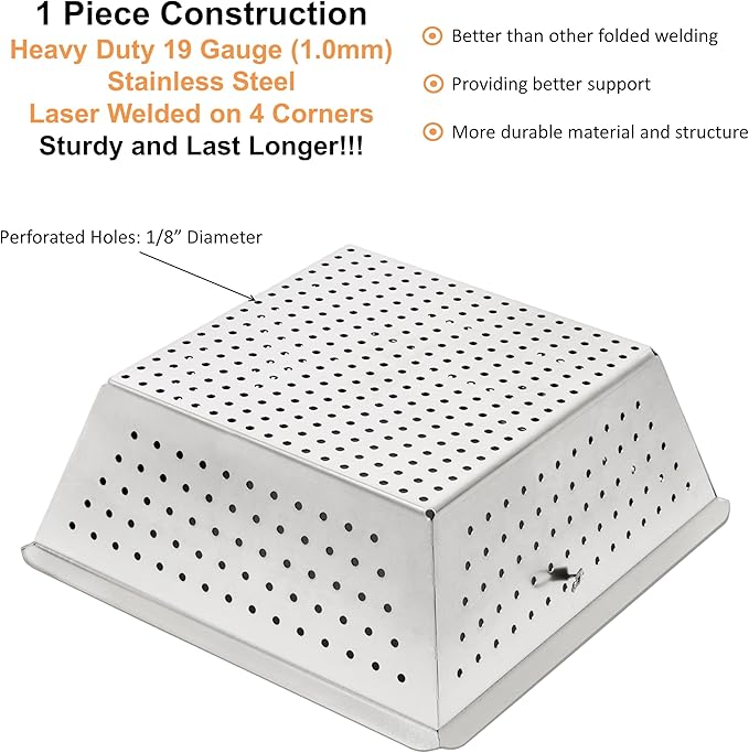 Leyso Stainless Steel Floor Sink Drop-in Basket Strainer Sink Drain Cover 8-1/2" x 8-1/2” x 3-1/8” for Kitchen, Restaurant, Bar, Buffet (Drop-in SS)