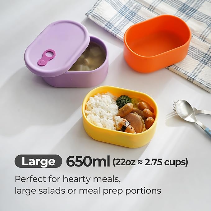 Premium Korean-Made Silicone Airtight Food Container with Steam Vent – BPA Free, Leakproof, Microwave & Freezer Safe Meal Prep. & Leftovers Storage