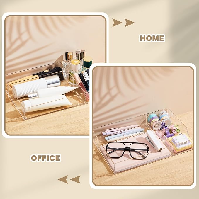 Acrylic Desk Drawer Organizer 12.2 x 8.27 x 1.77 Inch Storage Tray Organizer