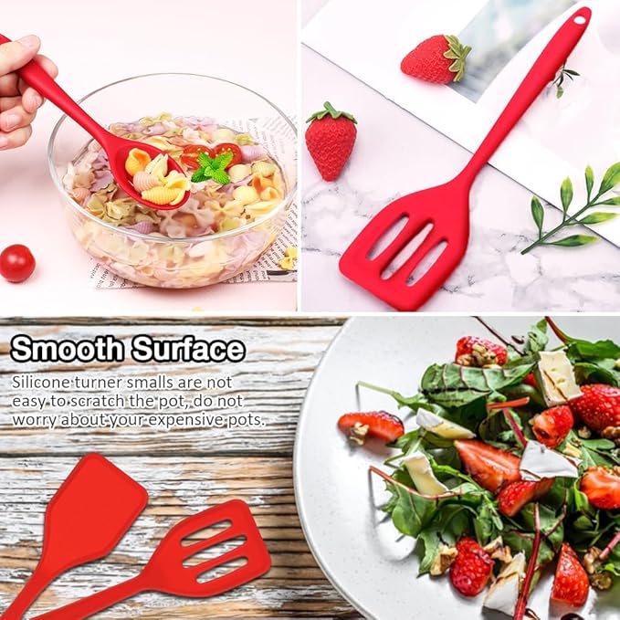 5PC Mini Spatula Silicone, Red Small Spatula Silicone, Small Brownie Spatula Easy to Clean, Small Spatulas for Kitchen Use