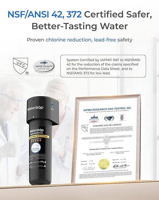 Waterdrop 10UB-CM Under Sink Water Filter System for 99% Chloramine Reduce, Ideal for California, Florida and Washington, NSF/ANSI 42 Certified