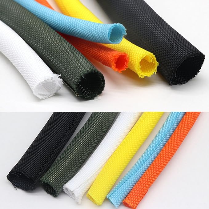 3/4 inch Split Braided Cable Management Sleeve for USB Cable Power Cord Audio Video Cable, Wire Loom Cord Protector from Cat Dog Chewing (Orange, 10FT)