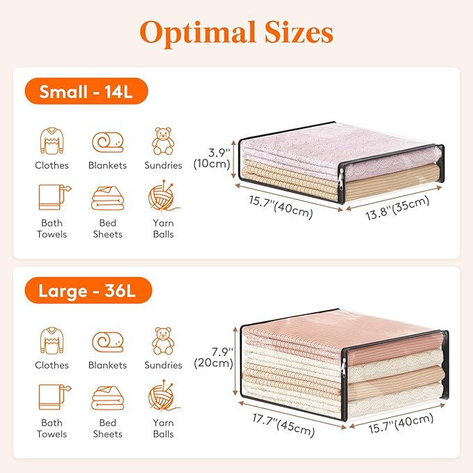 14L Clear Sheet Storage Bags with Zipper 12 Pack
