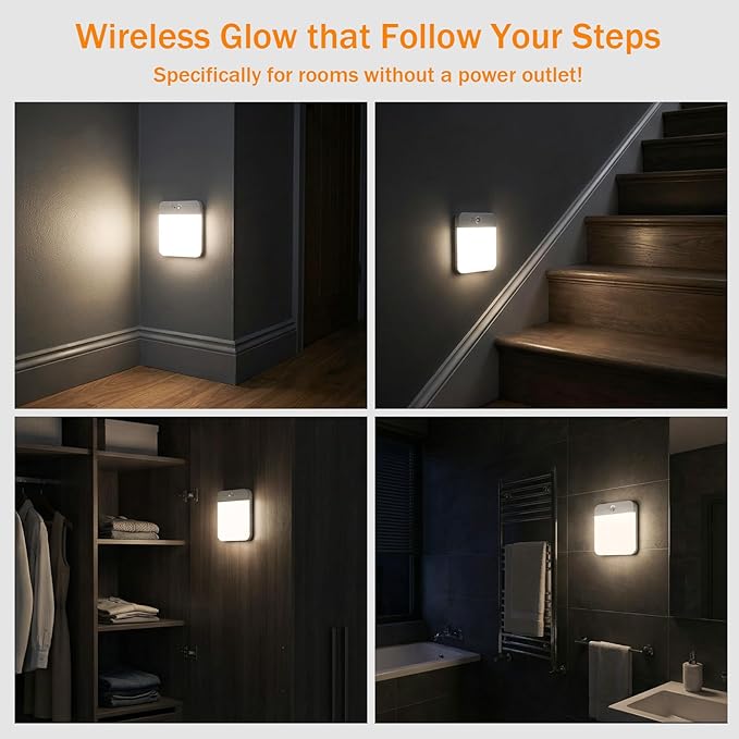 NARUNDREN Rechargeable Motion Sensor LED Ceiling Light with Remote, Wireless Battery Operated Closet Light, 400LM Dimmable 3 Color Temperatures, Motion Activated Light for Stair Hallway Garage Pantry