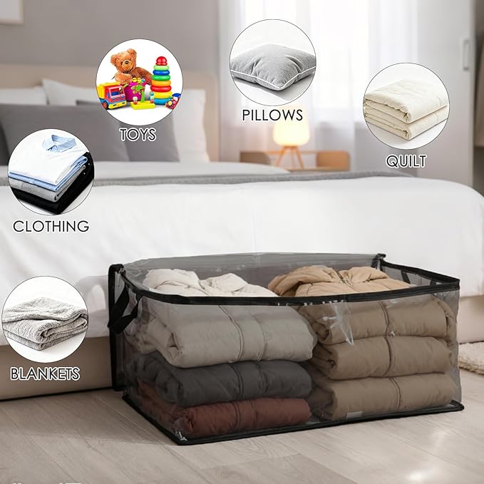 Blanket Storage Bags 80L Large Clothes Storage Foldable Closet Organizers
