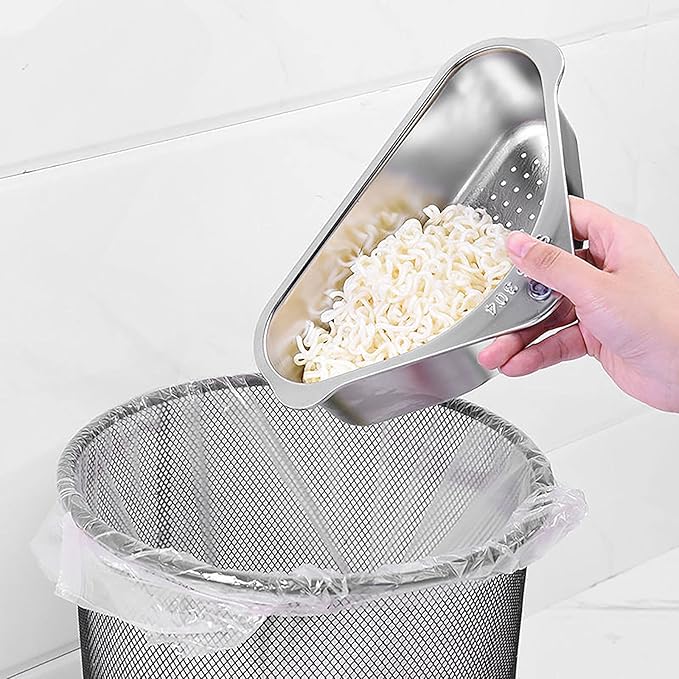 Stainless Steel Sink Strainer Basket Triangle Sink,Triangle Sink Drainer Basket for Sink Food Strainer or Storage Rack (silver)