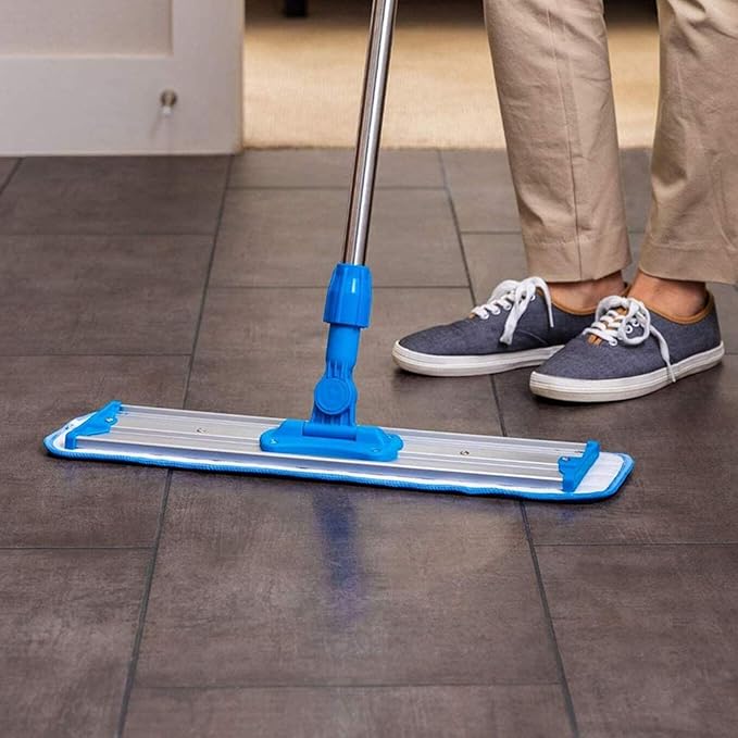 Microfiber Replacement Mop Pad, 18" x 6" Wet & Dry Home & Commercial Cleaning Refills, Reusable Floor Mop Pads (6 Pack) Blue