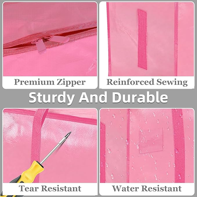 16 Pack-Extra Large Heavy Duty Moving Bags, Pink