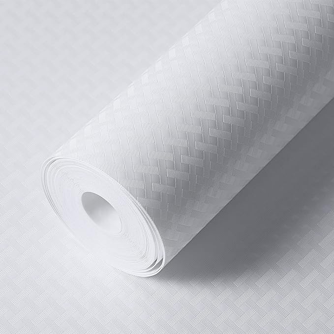 Shelf Liners for Kitchen Cabinets Refrigerator Liners Waterproof & Oil-Proof Kitchen Cupboard Liner Non-Slip Drawer Mats EVA Material Non Adhesive Fridge Liner for Shelves-White 11.8 x 393.7 Inches