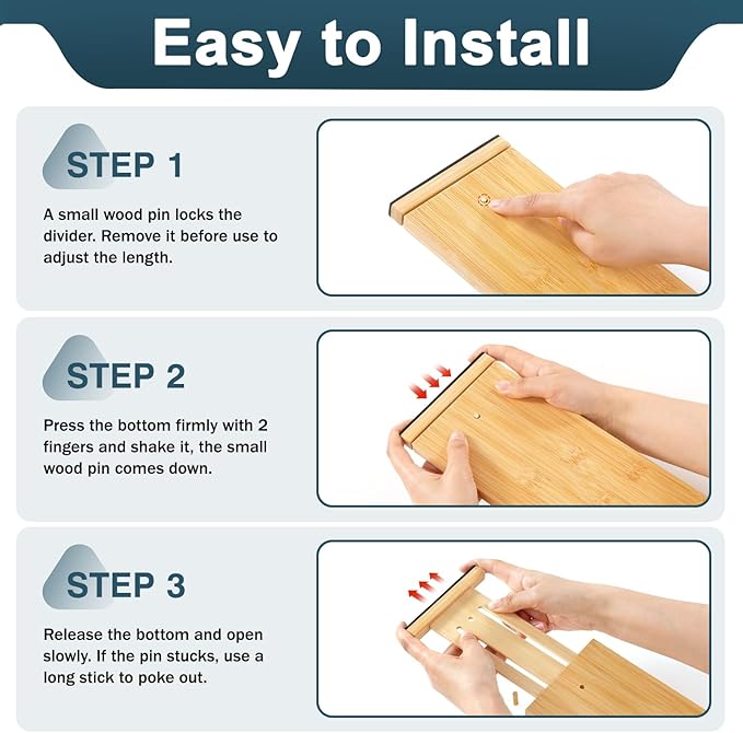 Lzerking Bamboo Drawer Dividers 4.65" High