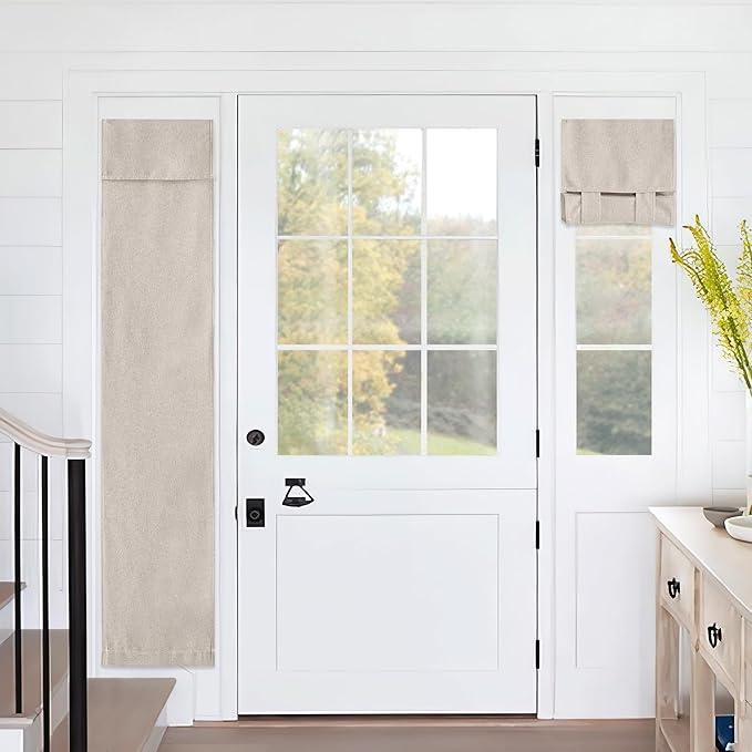 RYB HOME Linen Blend Curtains - 1 Panel, 69" W x 12" L, Khaki