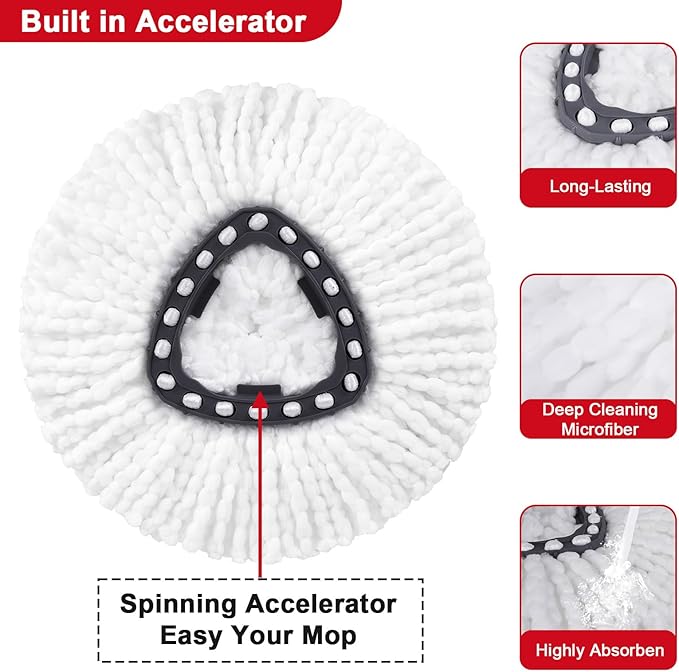 10 Pack Spin Mop Replacement Head Mop Refill Compatible with Ocedar Triangle Swivel Mops Microfiber Swivel Mop Refill,Deep Clean,Machine Washable and Easy to Replace