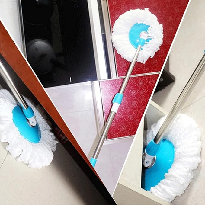 Spin Mop Replacement Handle for Floor Mop Stainless Steel Spin Mop Adjustable Handle and Head Replacement 360 Spinning Household Cleaning Accessories for Home,Office(Blue)