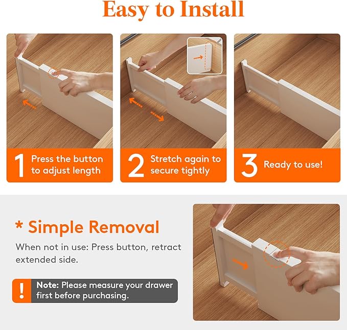 14 Pack 6" High Drawer Dividers 34-56cm/13.5-22" Adjustable Drawer Organizer