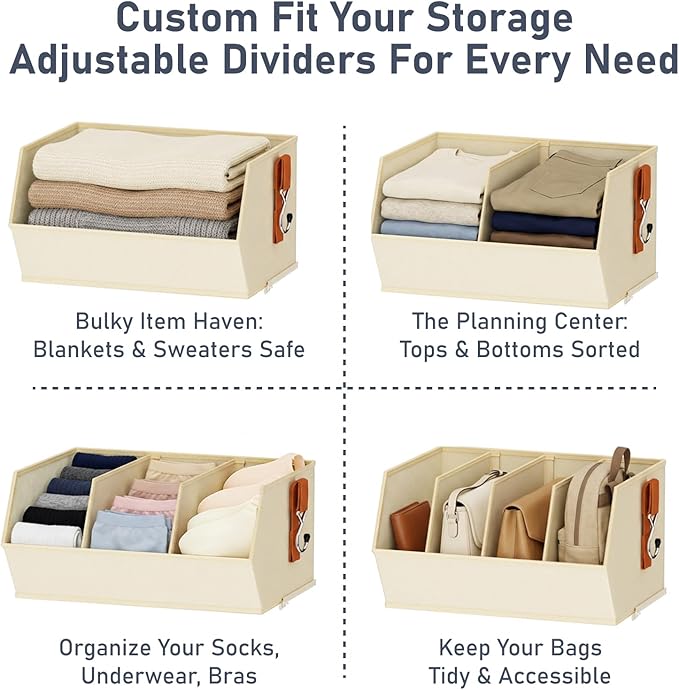 Hanging Closet Organizer Extra Large, Clothes Hanging Shelves for Closet with Divider, Collapsible Closet Storage System, Fabric Storage Bins for Home
