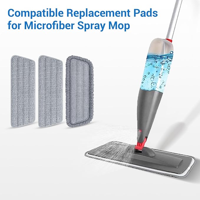 6Pcs Microfiber Mop Replacement Pads,Compatible with Wet/Dry Mop Floor Cleaning Pad Fit All Spray Mops,14.9 * 4.7’’ Size Spray Mop Pads Refills
