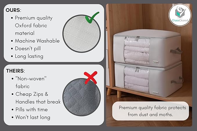 Comforter Storage Bag - Folding Organizer bag for King/Queen Comforters, Pillows, Blankets, Bedding/Quilt, Blanket, Duvet, Mothproof Space Saver