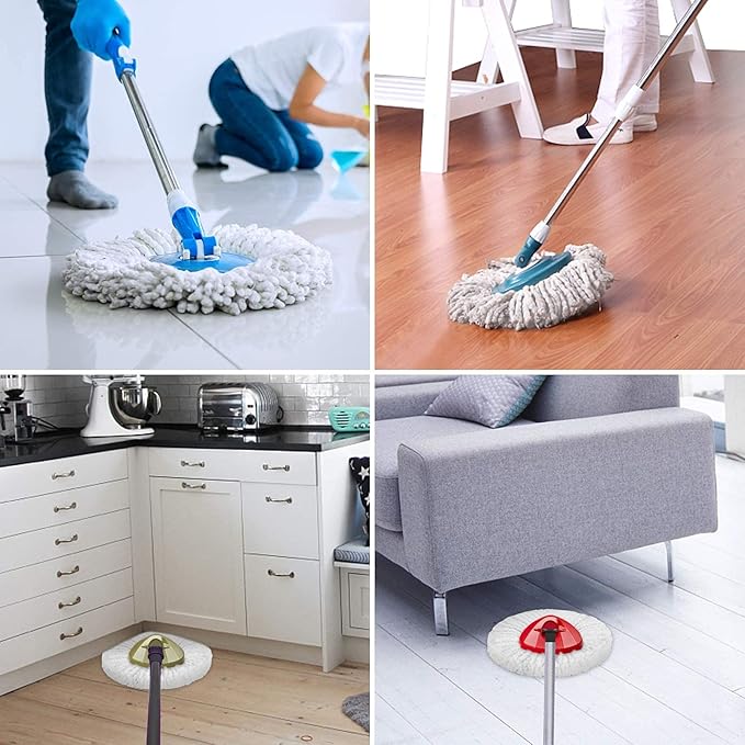 6 Pack EasyWring Spin Mop Refill - Compatible with O-Ceda, Microfiber Floor Spinning Heads Mop Head Replacement