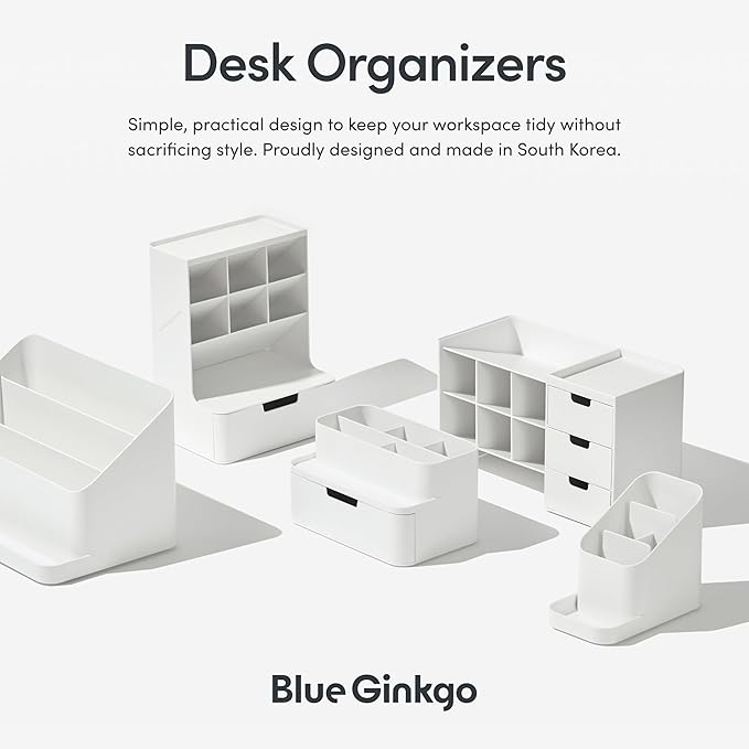 BLUE GINKGO Hive Desk Organizer, Vertical 6-Compartment, Made in Korea, White