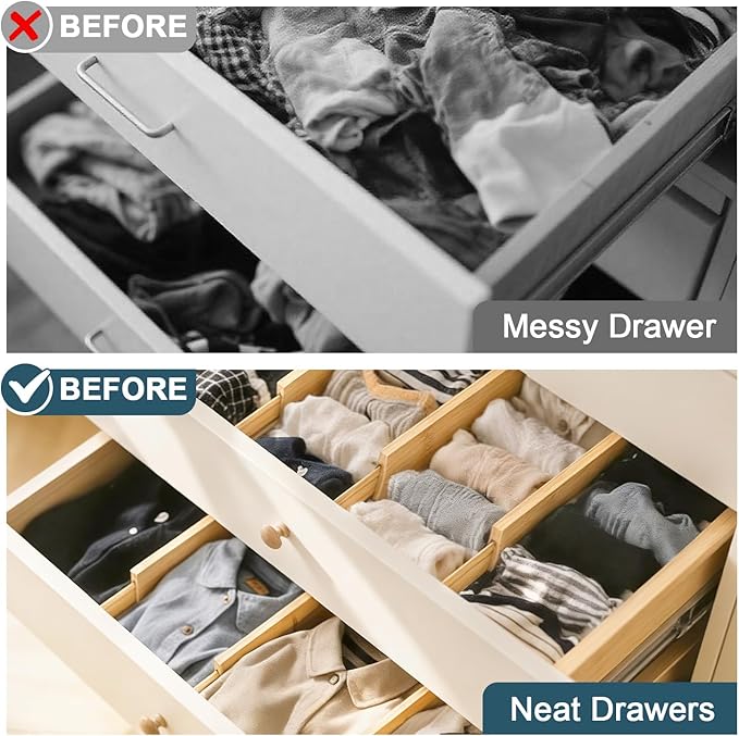 Lzerking Bamboo Drawer Dividers 4.65" High