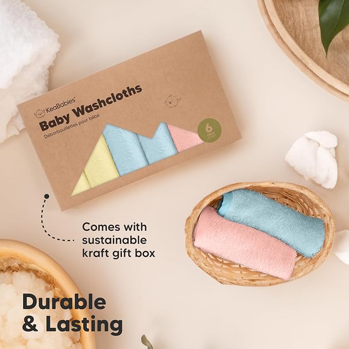 6-Pack Baby Washcloths – Soft Absorbent Viscose from Bamboo Washcloths for Face, Body, Baby Towels for Newborn, Kids, Toddlers, Infant, Gentle on Sensitive Skin, 10x10 Reusable Face Towels(Candy Pop)