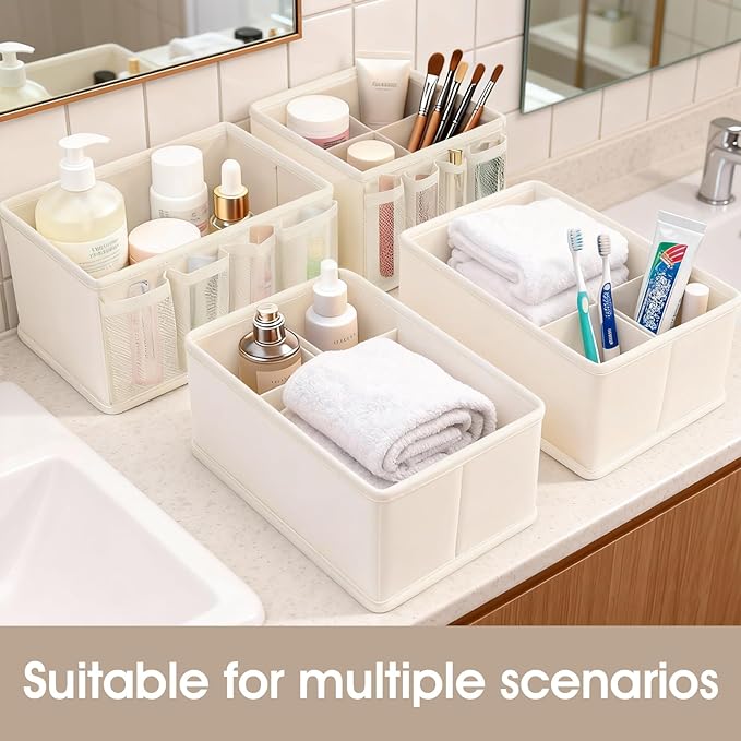 VERONLY Cosmetic Storage Bins Makeup Organizer, Adjustable Multifunction Storage Box Desk Drawer Divider for Makeup Brushes