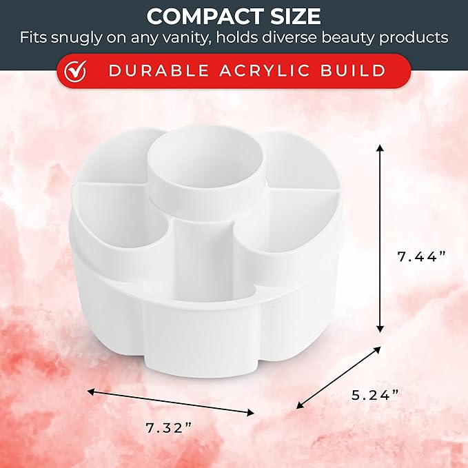 Small 360 Rotating Makeup Organizer, Round - White