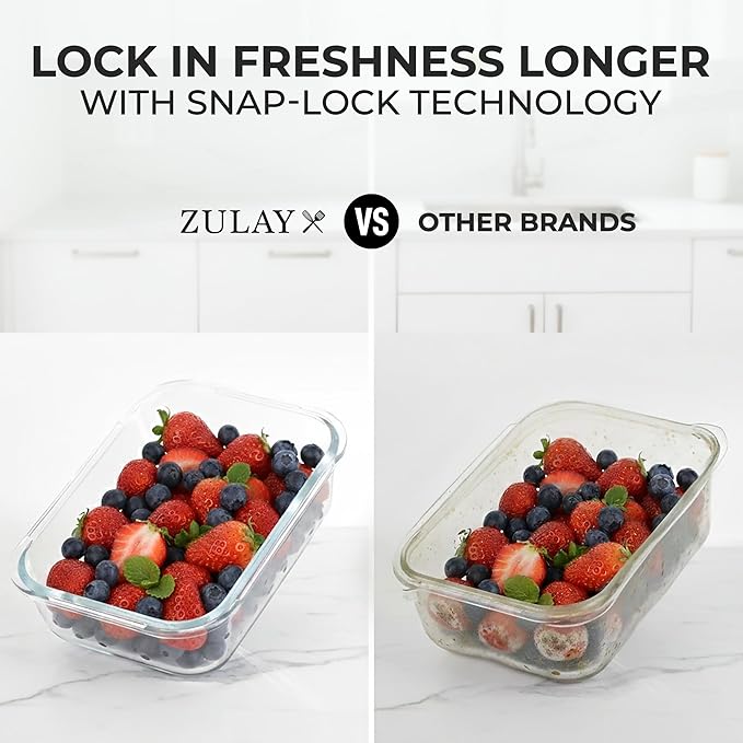 36 oz Glass Food Storage Containers with Lids, Leak-Proof, 5-Piece Set, Gray