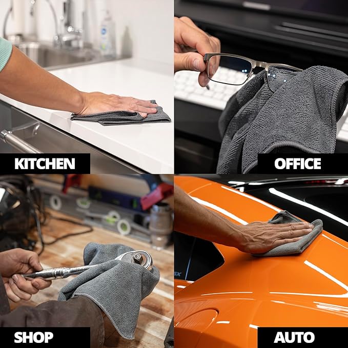 CERAKOTE Microfiber Towels (12 Pack) - Cleaning and Application Towels Durable Microfiber Material - 300 GSM Lint-Free Towel - Ideal for Cars, Home, Shop and Office Cleaning