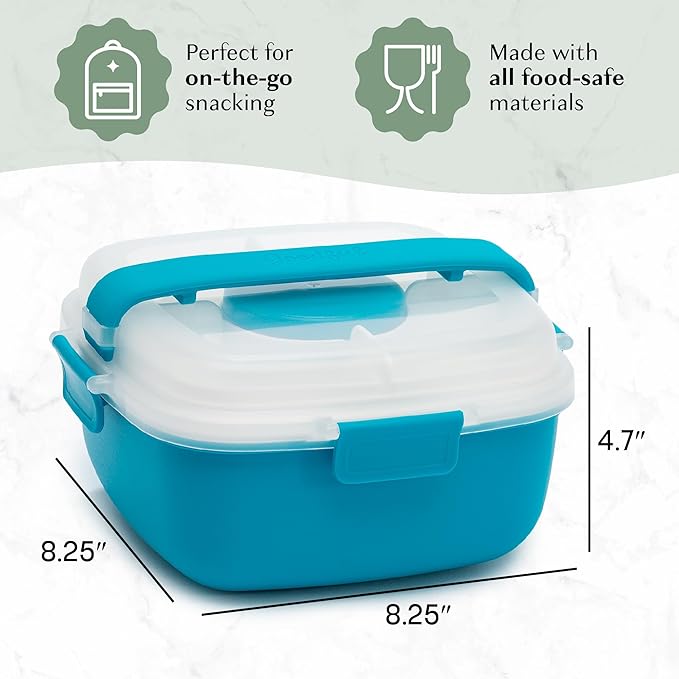 Goodful Stackable Lunch Box Container, Bento Style Food Storage with Removeable Compartments for Sandwich, Snacks, Toppings & Dressing