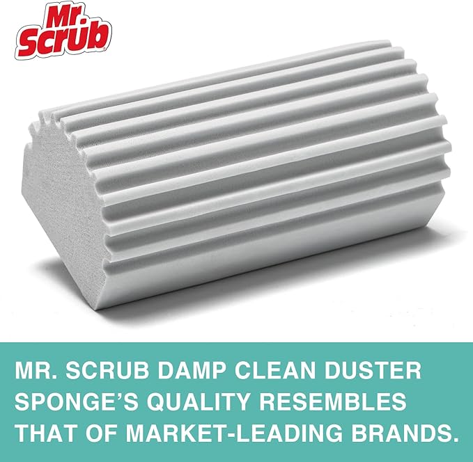 Damp Dusting Sponge Duster, 2 Pack Grey Dust Cleaning Sponge, Reusable Household Cleaning Sponge Tool for Blinds, floorboards, Fan Blades, Vents, Glass, Railings, Mirrors