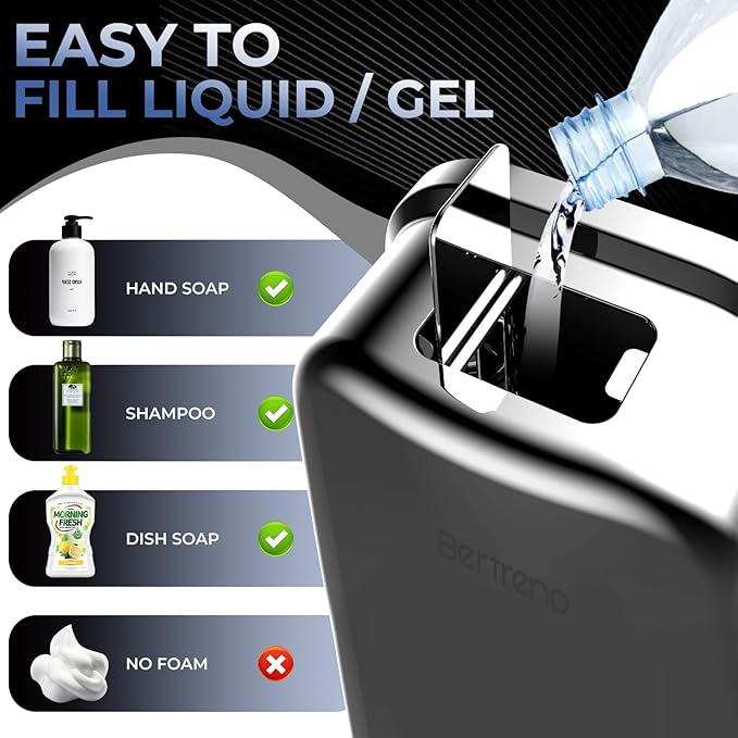Commercial Soap Dispenser Wall Mount Stainless Steel Soap Dispensers Liquid Manual Anti-Leak Pump Hand Soap Dispenser for Bathroom Kitchen Silver (17 fl.oz./500ml)