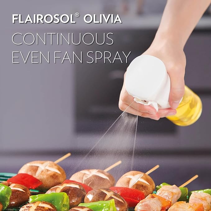 OLIVIA SIGNATURE Advanced Kitchen Oil Sprayer Technology, Fine Mist & Portion Control, Refillable Glass Olive Oil Cooking Spray Bottle for Air Fryer, Salad, BBQ, 130ml (Golden Leaves)