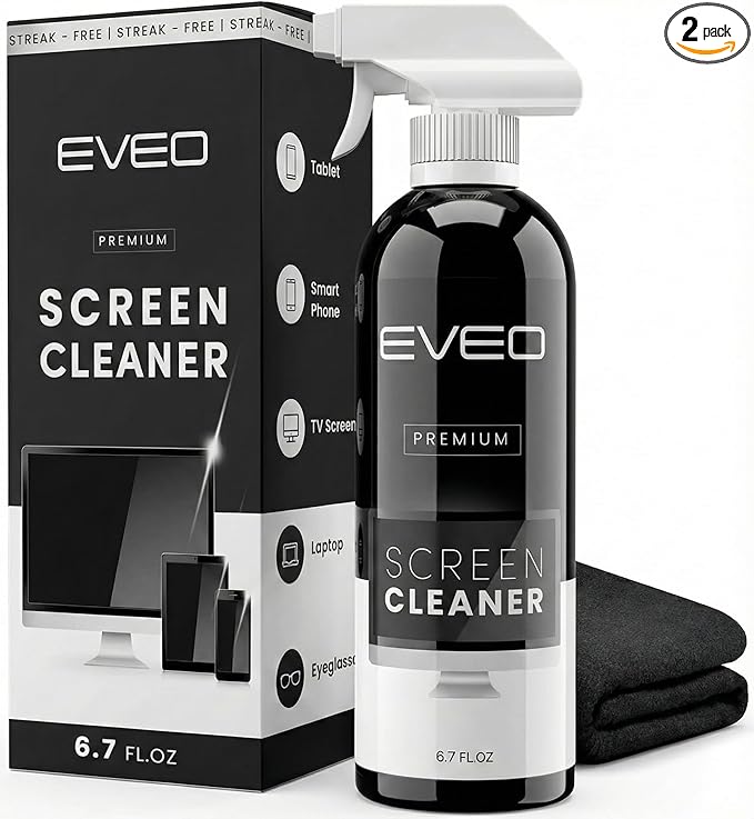 EVEO Screen Cleaner Spray - Large Screen Cleaner Bottle - TV Screen Cleaner, Computer Screen Cleaner, for Laptop, Phone, Ipad