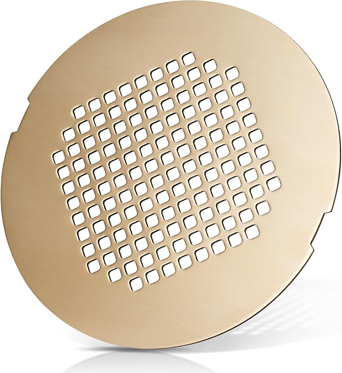 Shower Drain Cover, Shower Drain Hair Catcher Snap-in Replacement Strainer, Gold Round Grate