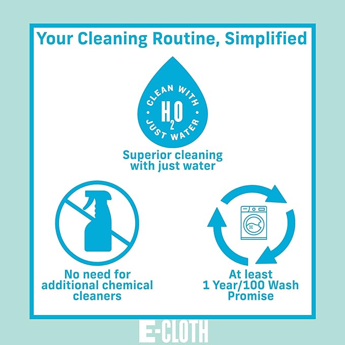 E-Cloth Granite & Stone Cleaning Kit, Premium Microfiber Cleaning Cloth, Ideal Cleaner and Polish for Granite, Marble and Other Stone Countertops, 100 Wash Guarantee, 2 Cloth Set