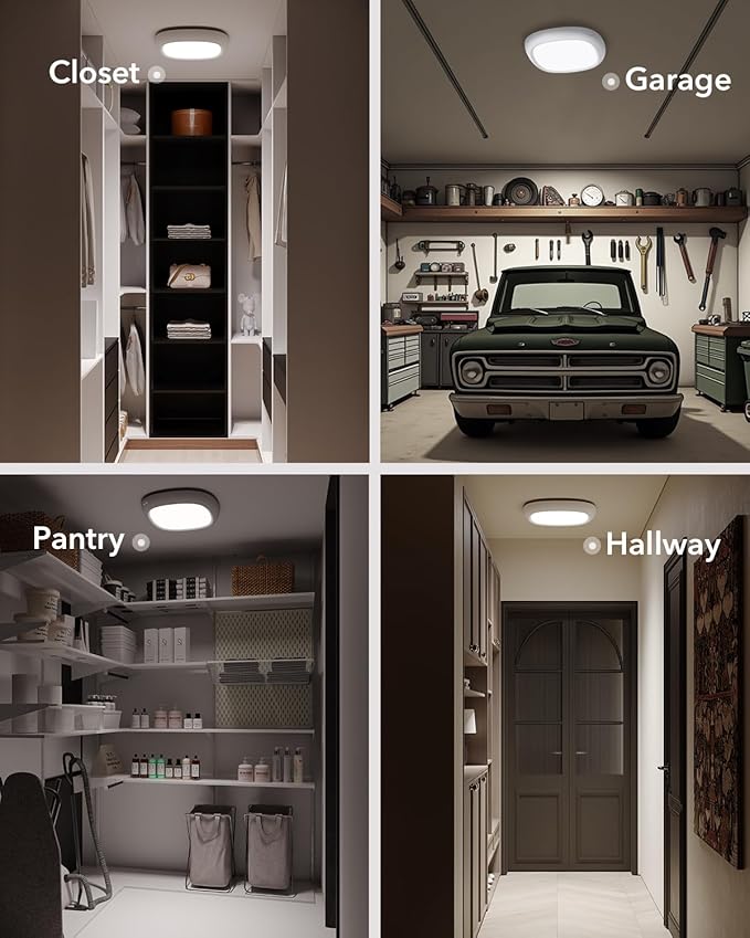 Rechargeable Shower Light for Inside Shower, 12000mAh Motion Sensor Wireless Ceiling Light with Remote No Wiring, Battery Operated Closet Lights Cordless LED Overhead Lighting for Pantry Bathroom