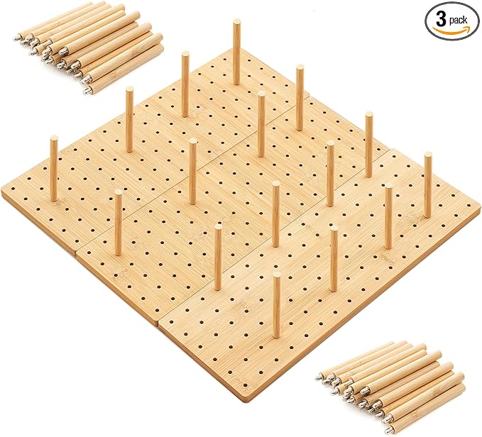 Kigley 3 Pcs Bamboo Pegboard Drawer Organizer (32 Pegs)