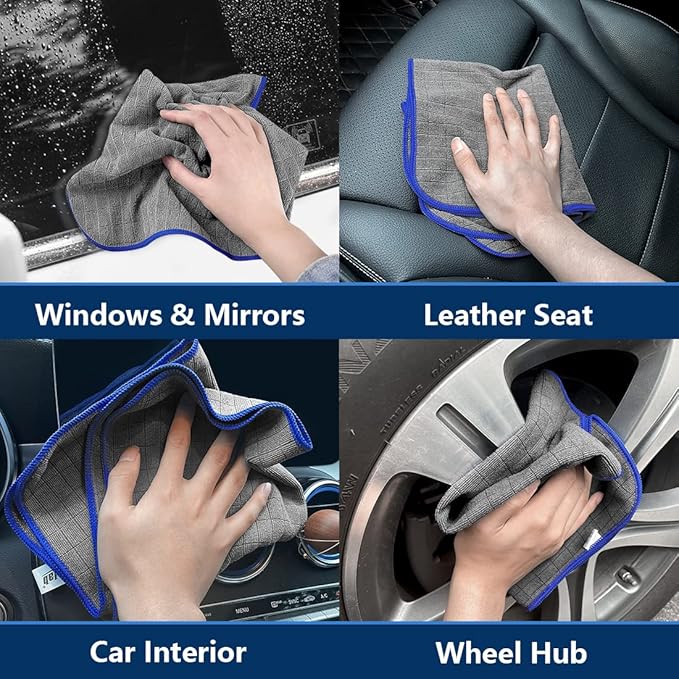Airlab Microfiber Towels for Cars Wash Drying Auto Detailing, Highly Absorbent, Lint-Free, Streak-Free, All-Purpose Cleaning Cloths for Household