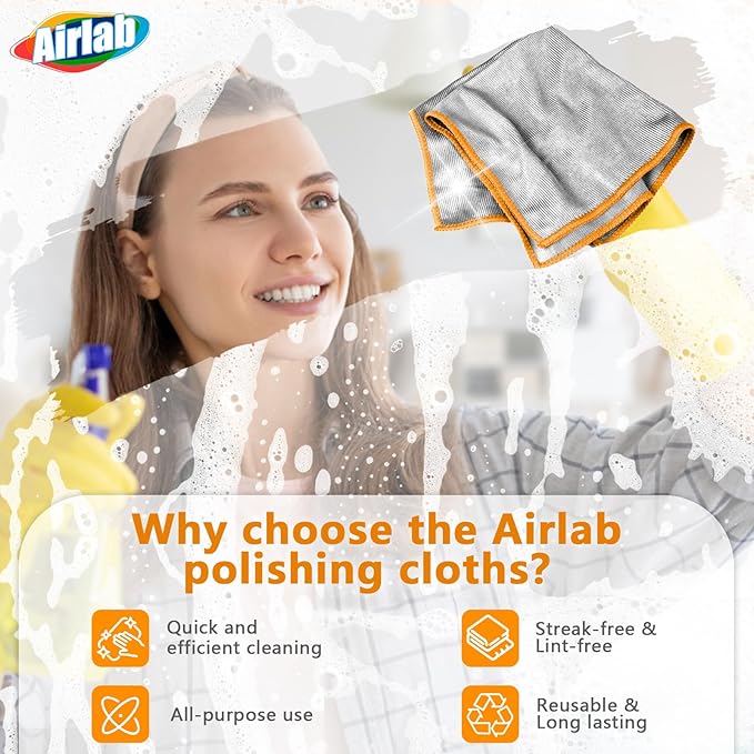 Glass Polishing Cloth Streak Free Miracle Microfiber Cleaning Cloth Lint Free Cleaning Rags for Glasses Kitchen Dish Mirrors Easy Clean, Pack of 6