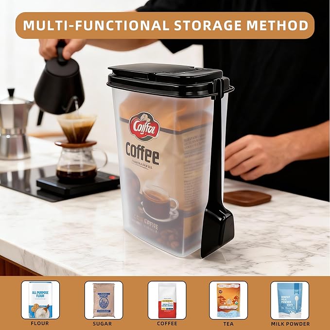 3-Pack 1500ml (51 oz) Airtight Food Storage Containers with Scoop, Soft-White Translucent Design Canisters for Coffee, Tea, Sugar, Flour & Cereal | Includes Marker & Labels