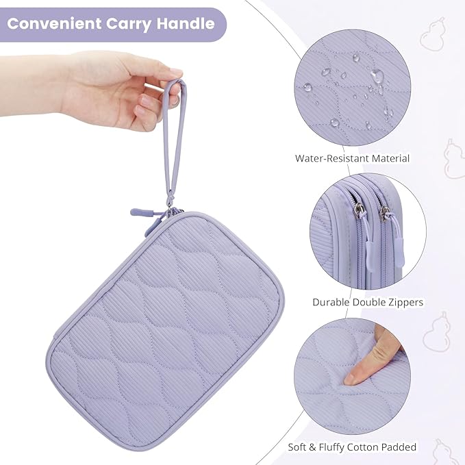 Skycase Tech Pouch - Lightweight Electronics Organizer Travel Case - Double Layers Cable Organizer - All-in-One Storage Bag for Charger, Cord, Phone, Flash Drive, Essentials