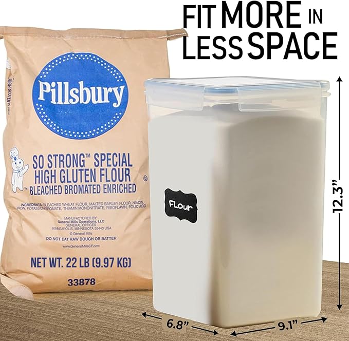 Flour Storage Container 2 PC [8.5L / 287 Oz] Extra Large Food Storage Containers with Lids - Airtight, Leak Proof
