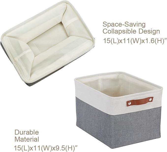 Storage Bins, Slate Grey & White, 4 Pack