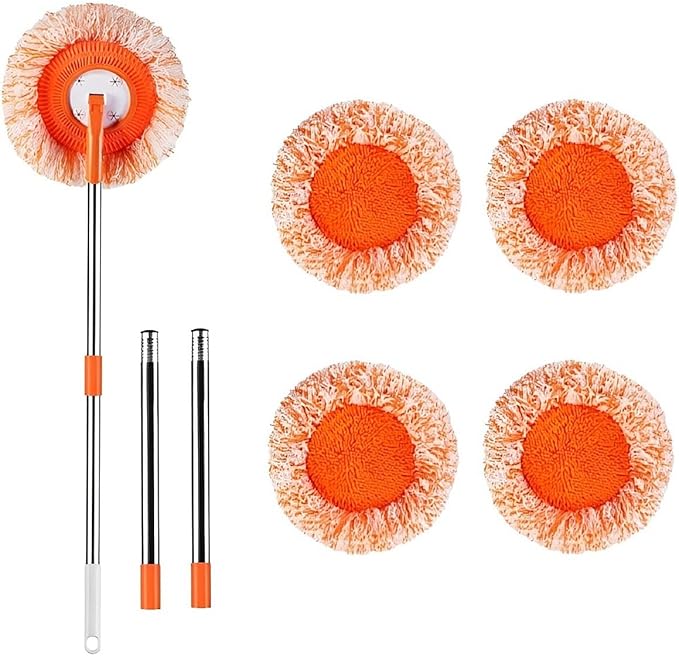 360° Rotatable Adjustable Cleaning Mop with 5 Mop Head, Extendable Wall Cleaning Mop, Spin Mop for Floor Cleaning, Wall Cleaning Bathroom Cleaning Household Supplies