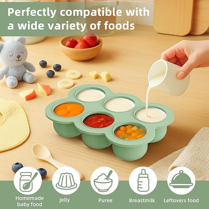 16 Pack Silicone Baby Feeding Set, BPA-Free Baby LED Weaning Supplies, Include Suction Plates, Baby Bowls, Silicone Fork & Spoon, and More, First Stage Baby Food Eating Utensils - 6+ Months(Green, 16)