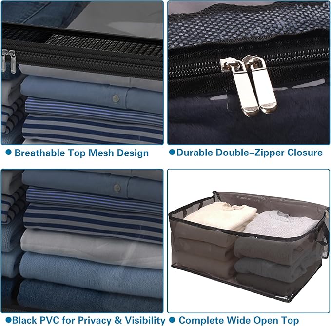 Blanket Storage Bags 80L Large Clothes Storage Foldable Closet Organizers