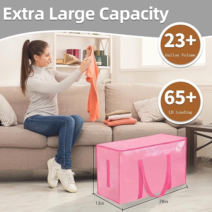 16 Pack-Extra Large Heavy Duty Moving Bags, Pink
