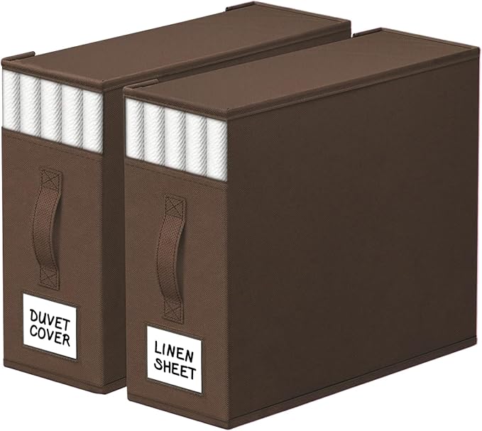 2 Pack Bed Sheet Closet Organizers and Storage, Brown