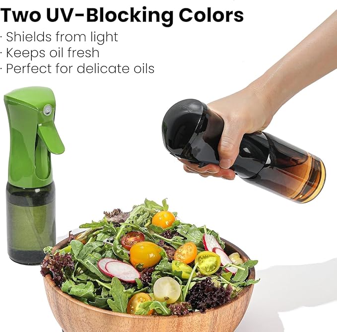 Mistifi Premium Oil Sprayer & Oil Dispenser Set – Elegant Glass Olive Oil Spray Bottle with Drip-Free Pour Spout, Refillable BPA-Free Kitchen Oil Control Set for Air Fryer, Salad, BBQ (Black Set)